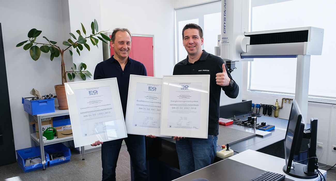 Krug + Priester hat das aktuelle Überwachungsaudit erfolgreich bestanden. 