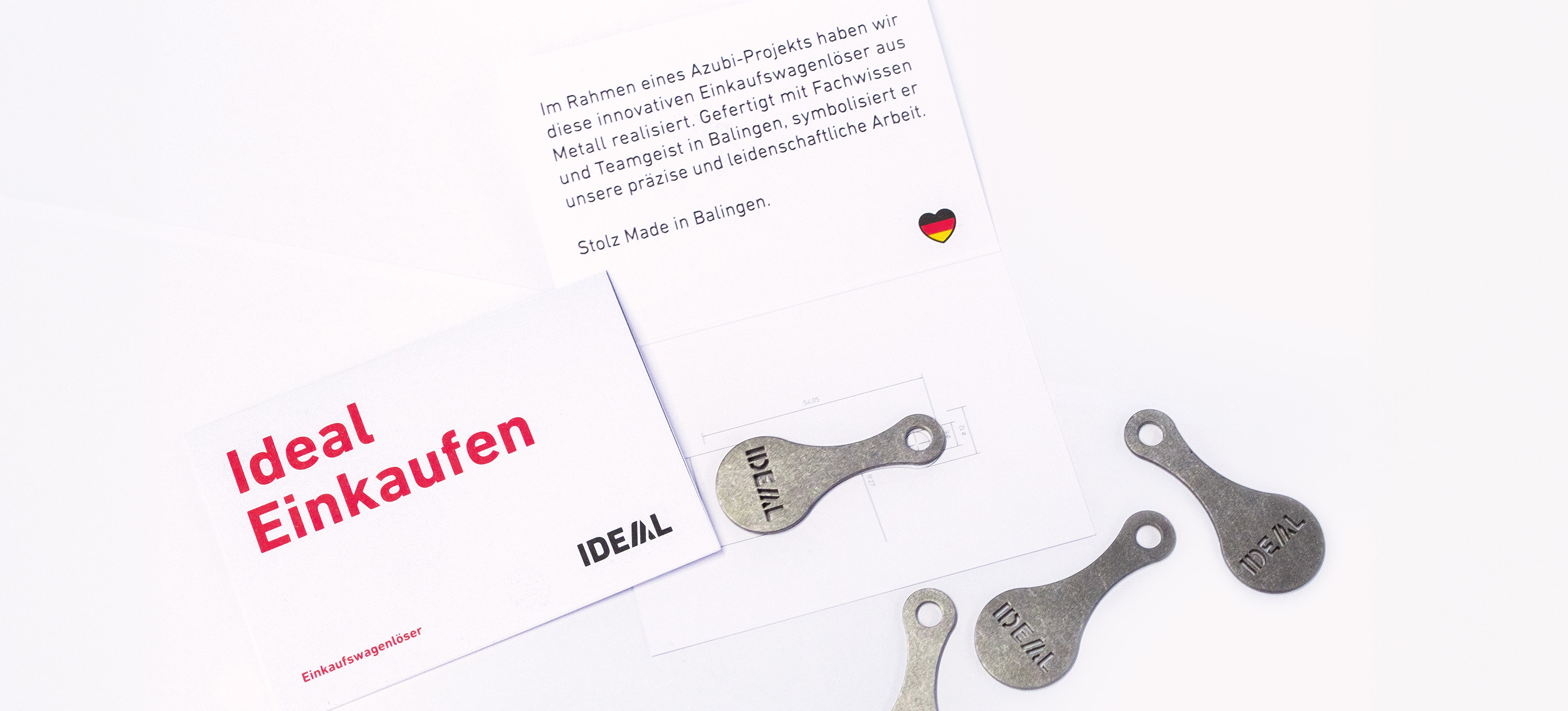 In ihrem Azubi-Projekt „Einkaufswagenlöser“ haben unsere gewerblichen Auszubildenden ein cooles, praktisches Werbegeschenk aus Metall realisiert.   