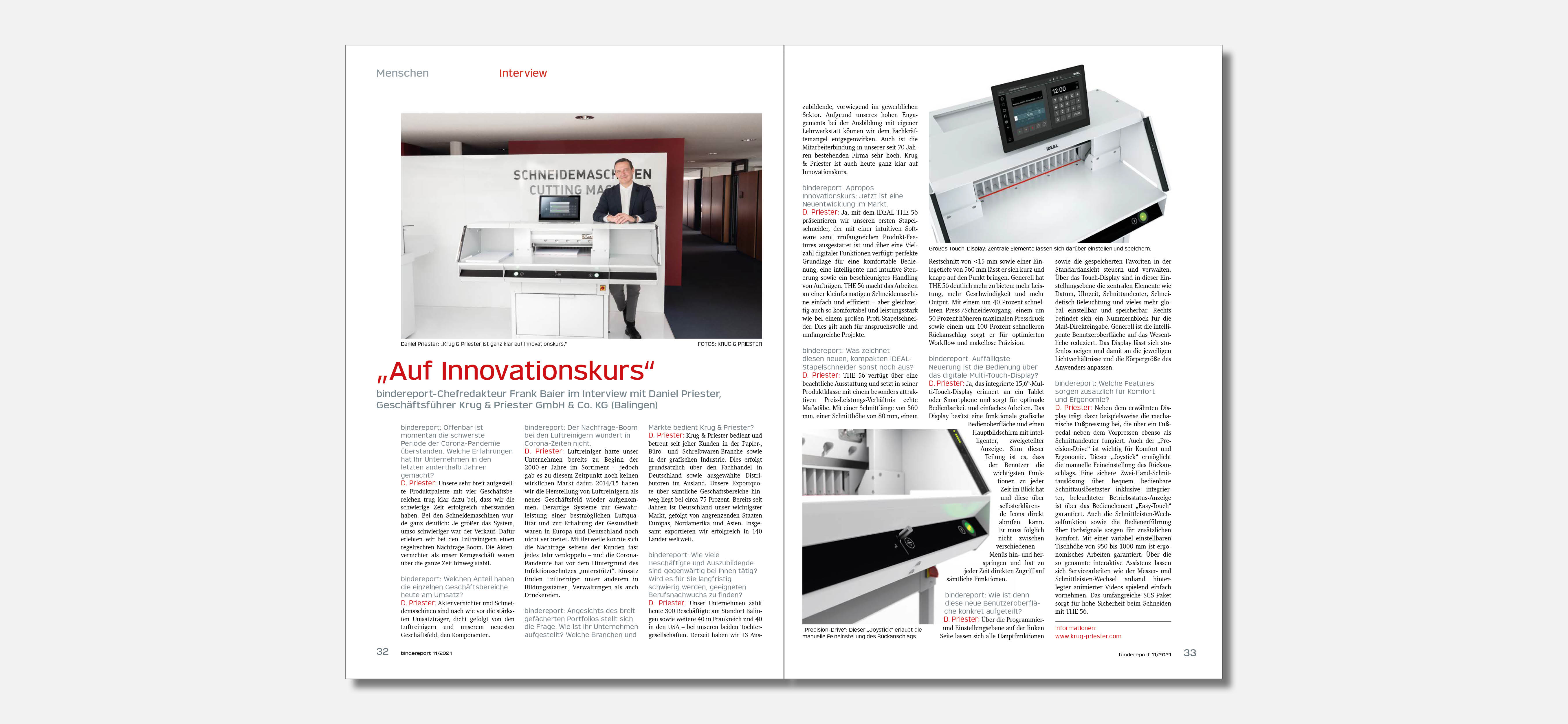 Auf Innovationskurs: Der Beitrag zum Stapelschneider THE 56 / THE 68 in bindereport 